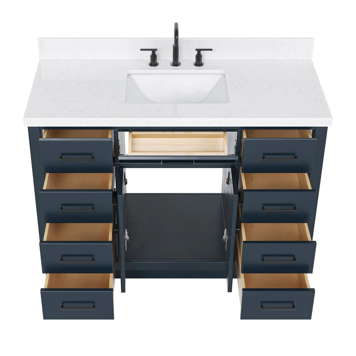 ARIEL Hepburn 48 Inch Rectangle Sink Bathroom Vanity With Carrara White Quartz Countertop 1.5 Edge In Grey