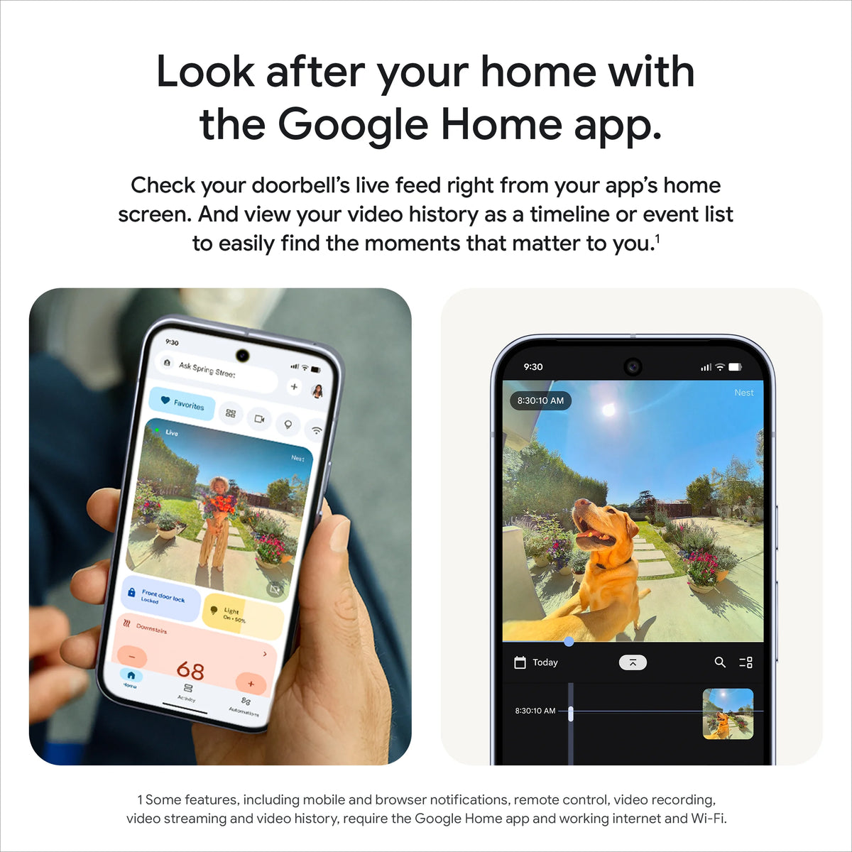 Google Nest Doorbell (Wired, 3rd Gen) - Video Doorbell Camera with 2K Video - Works with Google Home - With Gemini - Linen