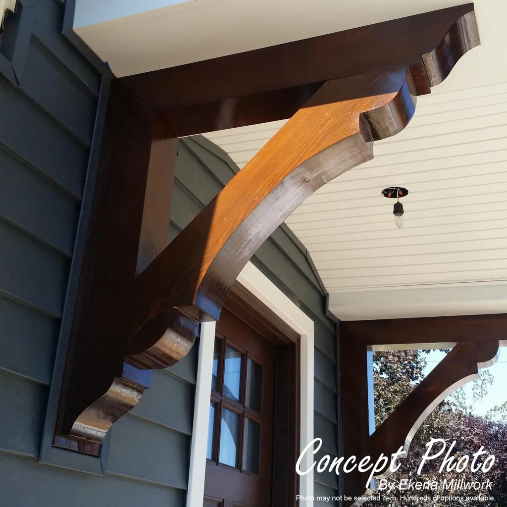 Ekena Millwork 4"W x 18"D x 18"H Thorton Traditional Rough Sawn Bracket, Western Red Cedar