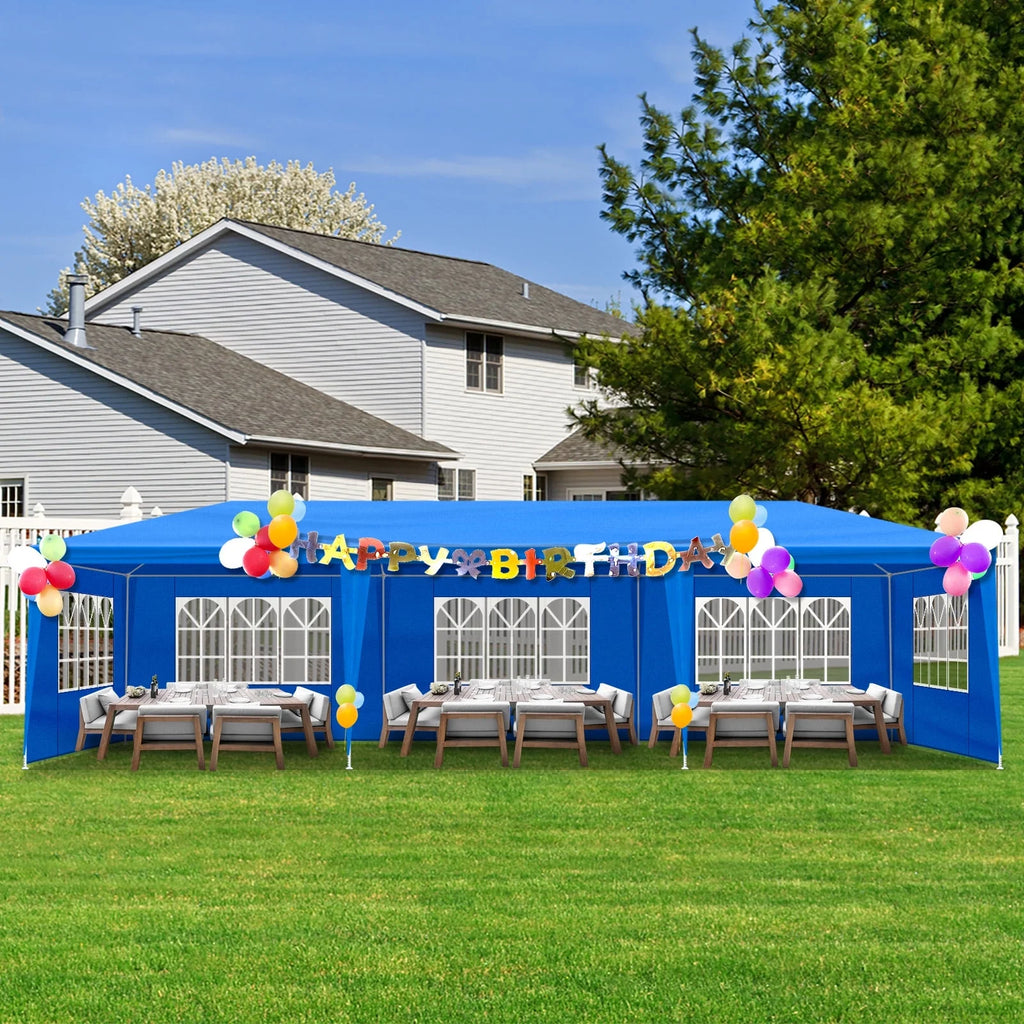 10'x30' Outdoor Party Tent with 8 Removable Sidewalls - Waterproof Canopy Patio Wedding Gazebo for Backyard Events, Blue