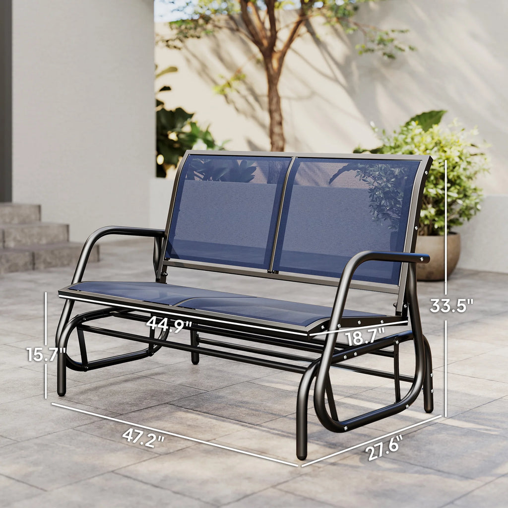 Outsunny 2-Person Outdoor Glider Bench, Patio Double Swing Rocking Chair Loveseat w/Powder Coated Steel Frame for Backyard Garden Porch, Black