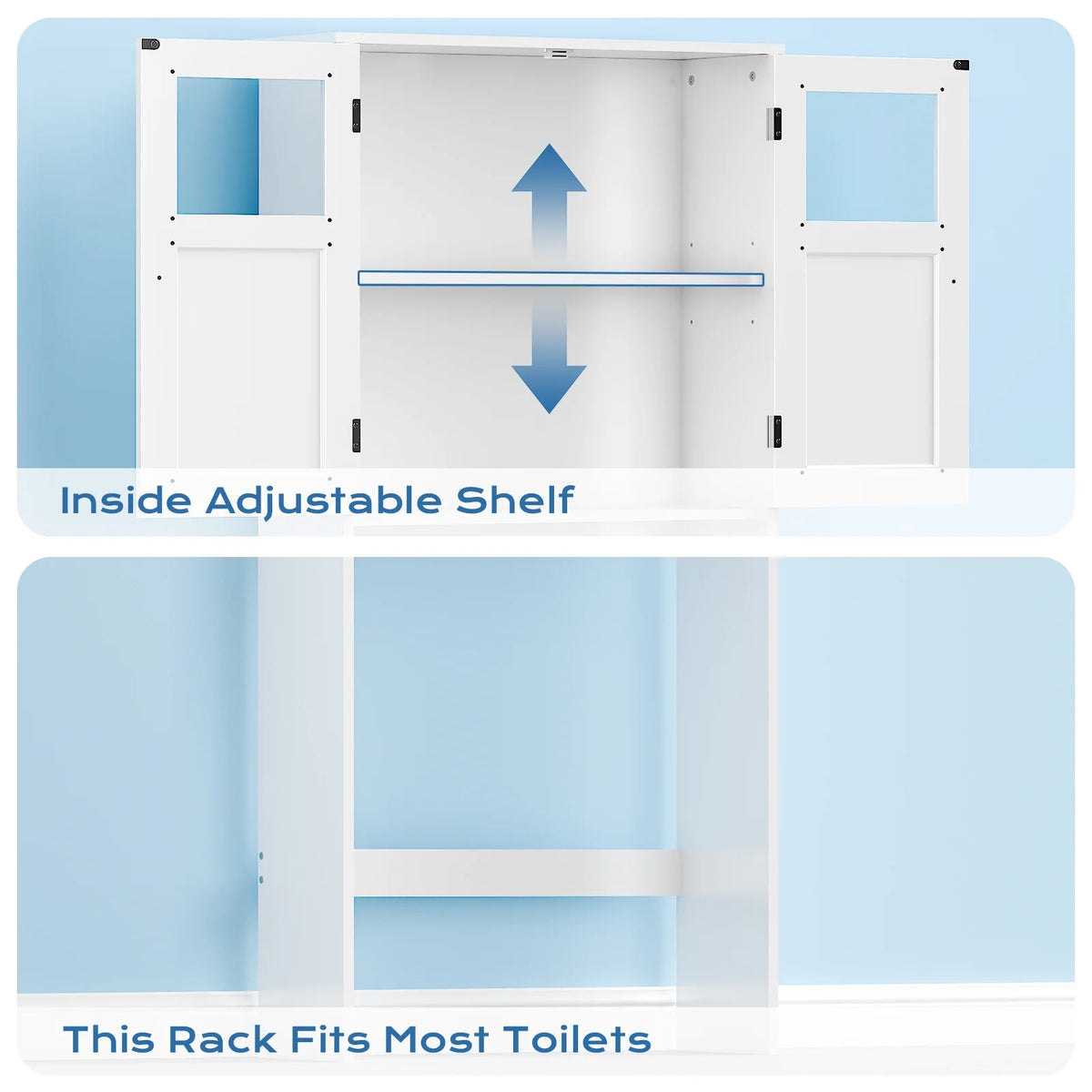 Ktaxon Over the Toilet Bathroom Storage Cabinet with 2 Doors & 3 Storage Shelves Space Saver, White