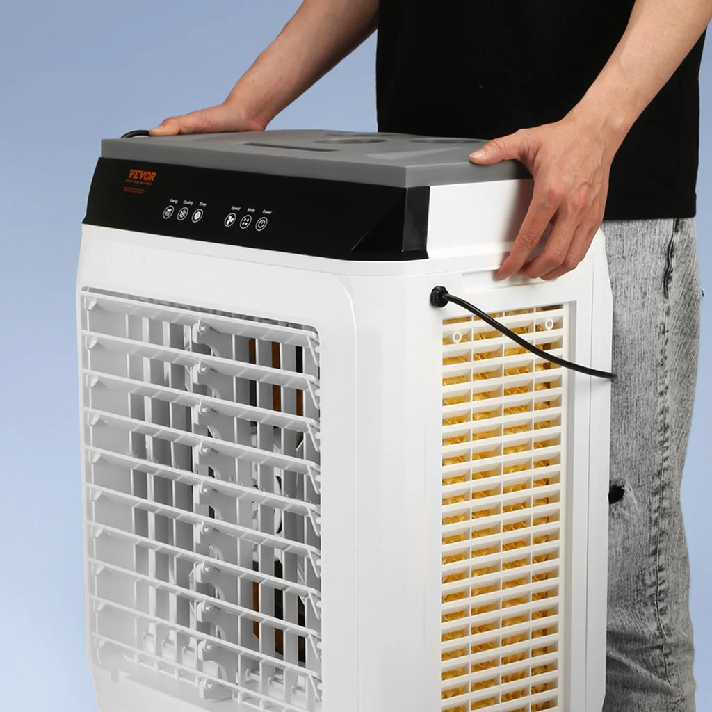 VEVOR Evaporative Air Cooler, 2100 CFM, 135 Oscillating Swamp Cooler with Adjustable 3 Speeds and 12 H Timer, 7 Gal Portable Air Cooler for 750 Sq.ft, Indoor/Outdoor Use