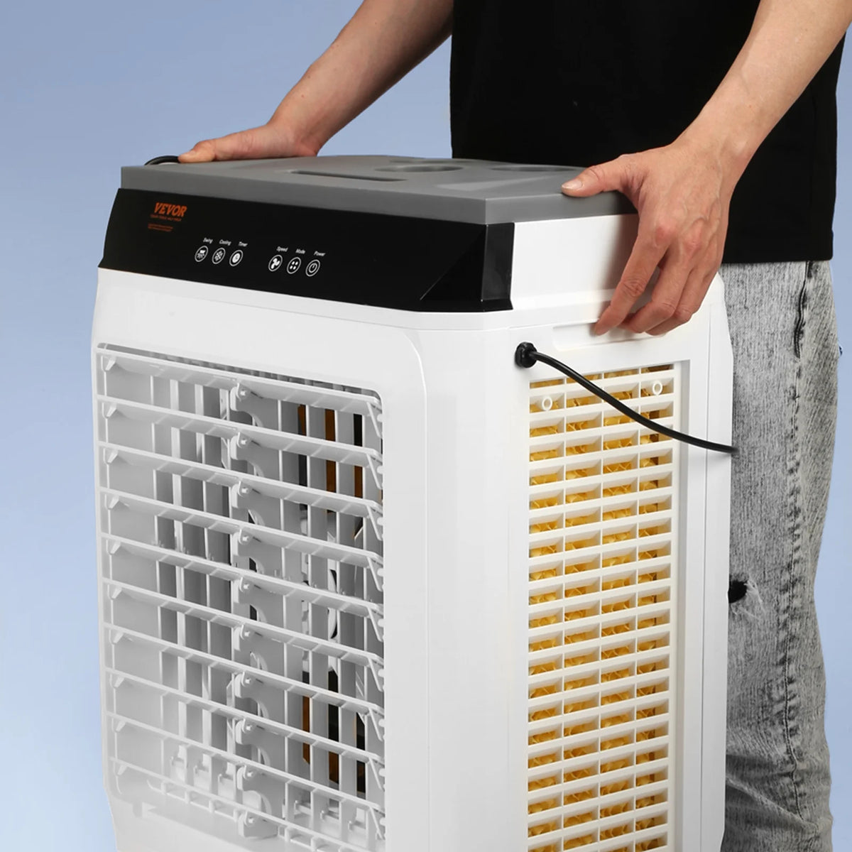 VEVOR Evaporative Air Cooler, 2100 CFM, 135 Oscillating Swamp Cooler with Adjustable 3 Speeds and 12 H Timer, 7 Gal Portable Air Cooler for 750 Sq.ft, Indoor/Outdoor Use