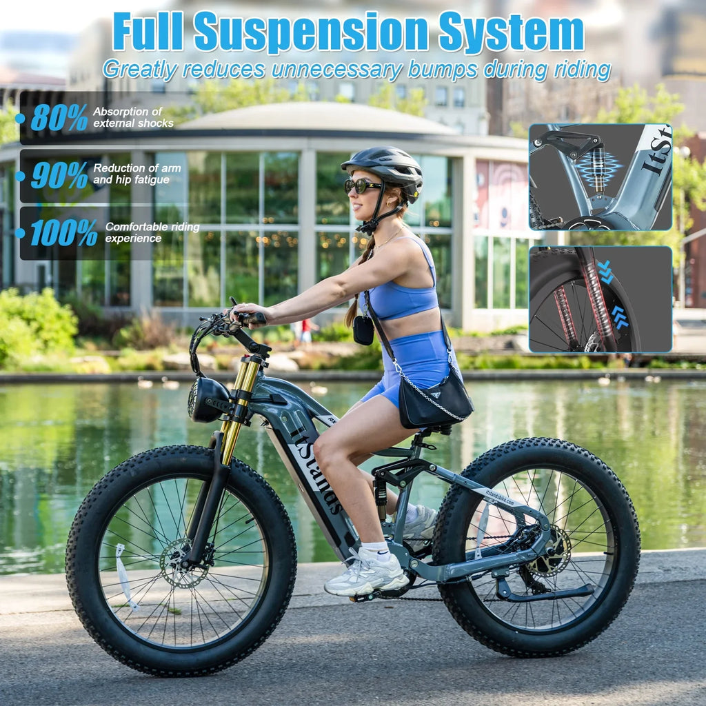 Electric Bike for Adults 26'', 1000W E-Mountain Bike 48V 30/20Ah UL2849 Removable Battery,Fat Tire Ebike up to 30MPH Off Road Beach Snow Electric Bicycles Full Suspension & Dual Hydraulic Disc Brakes