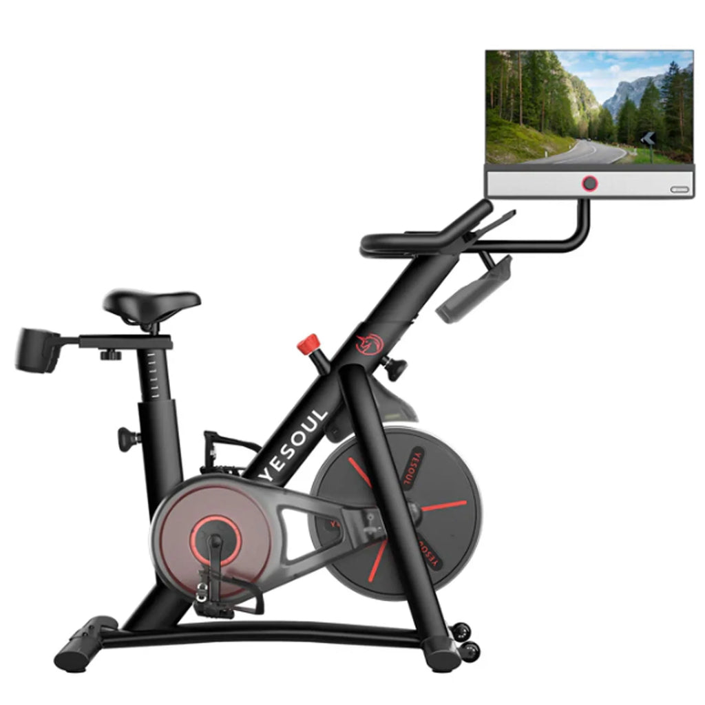 YESOUL G1 Plus Magnetic Exercise Bike with 21.5" Rotating HD Screen, 100 Resistance Levels, Silent Drive, Vented Seat, Home Indoor Cycling