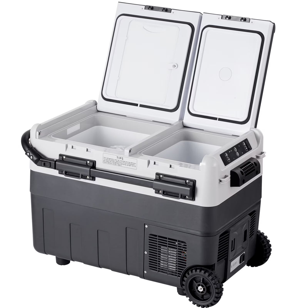 KFFKFF Mobile Car Cooler, 12V Vehicle Fridge, 40L / 42.3 qt Two-Section Portable Freezer, Temperature Range -4 to 68, Compressor-Based Cooling System for Home, Outdoors, Camping, RV, Automobile