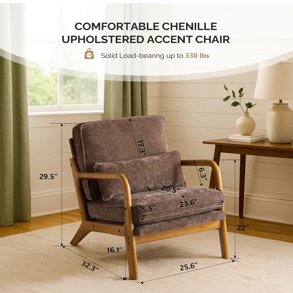 Ktaxon Accent Chair Corduroy Upholstered Armchair, Reading Club Chair with Pillow and Solid Wood Frame for Living Room Bedroom Furniture Off White
