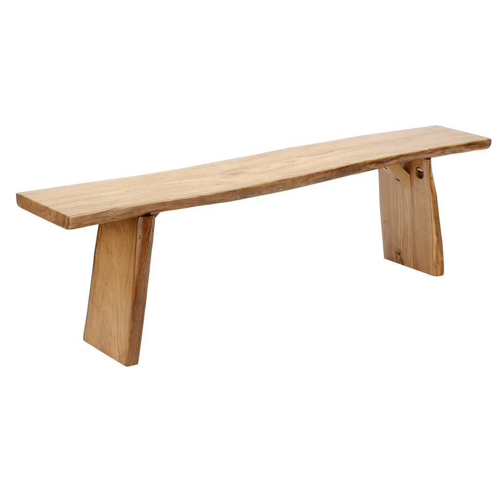 WILK Live Edge Wooden Dining Bench, Construction Farmhouse Kitchen Bench with Natural Wood for Home and Kitchen,Entryway Solid Wood Bench for  Dining Room,Living Room and Outdoor (63'' Long, Elm)