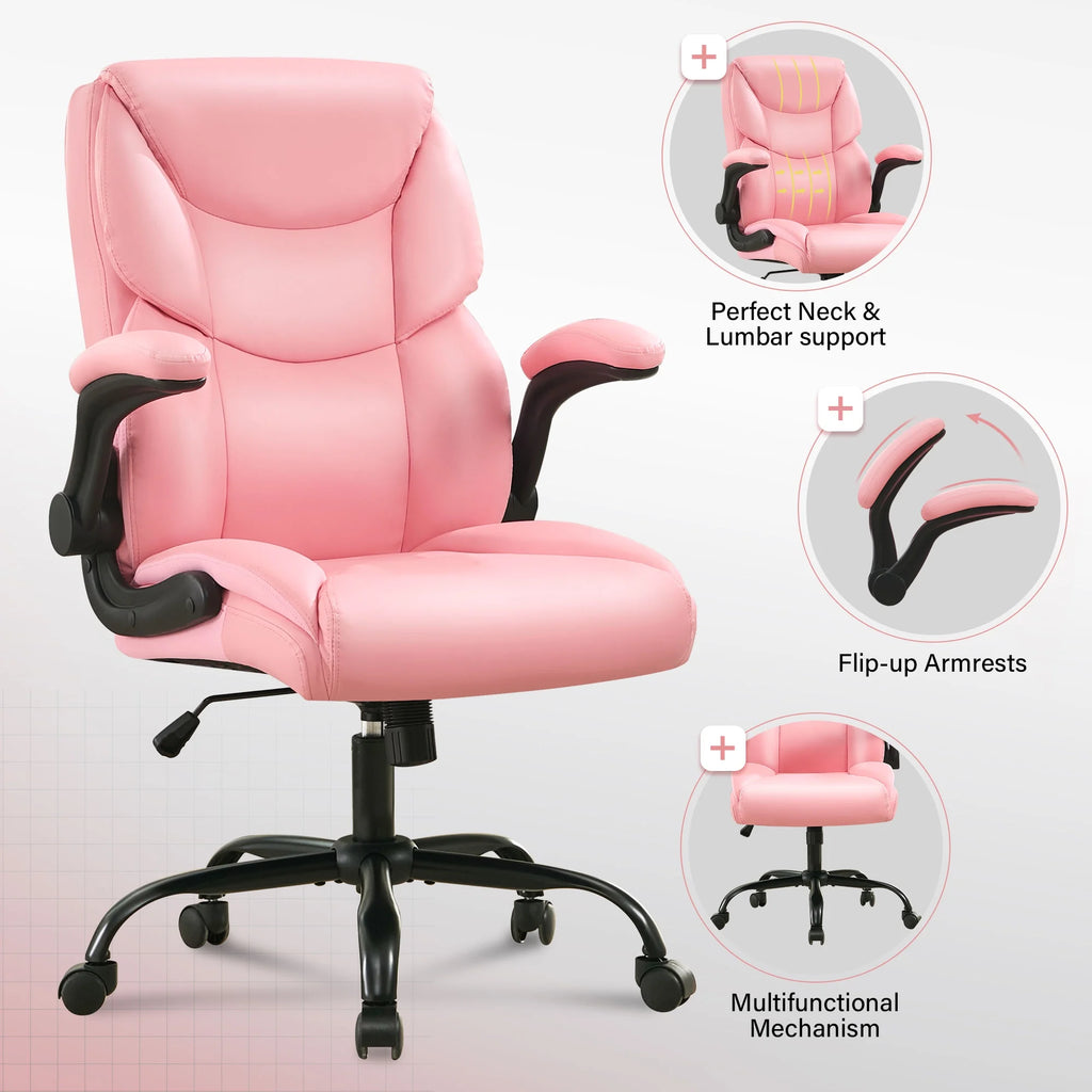 JONPONY Big and Tall Office Chair Wide Seat Ergonomic Computer Desk Chair High Back Executive Leather Chair Adjustable Task Chair Lumbar Back Support 8 Hours Heavy Duty Design,Black