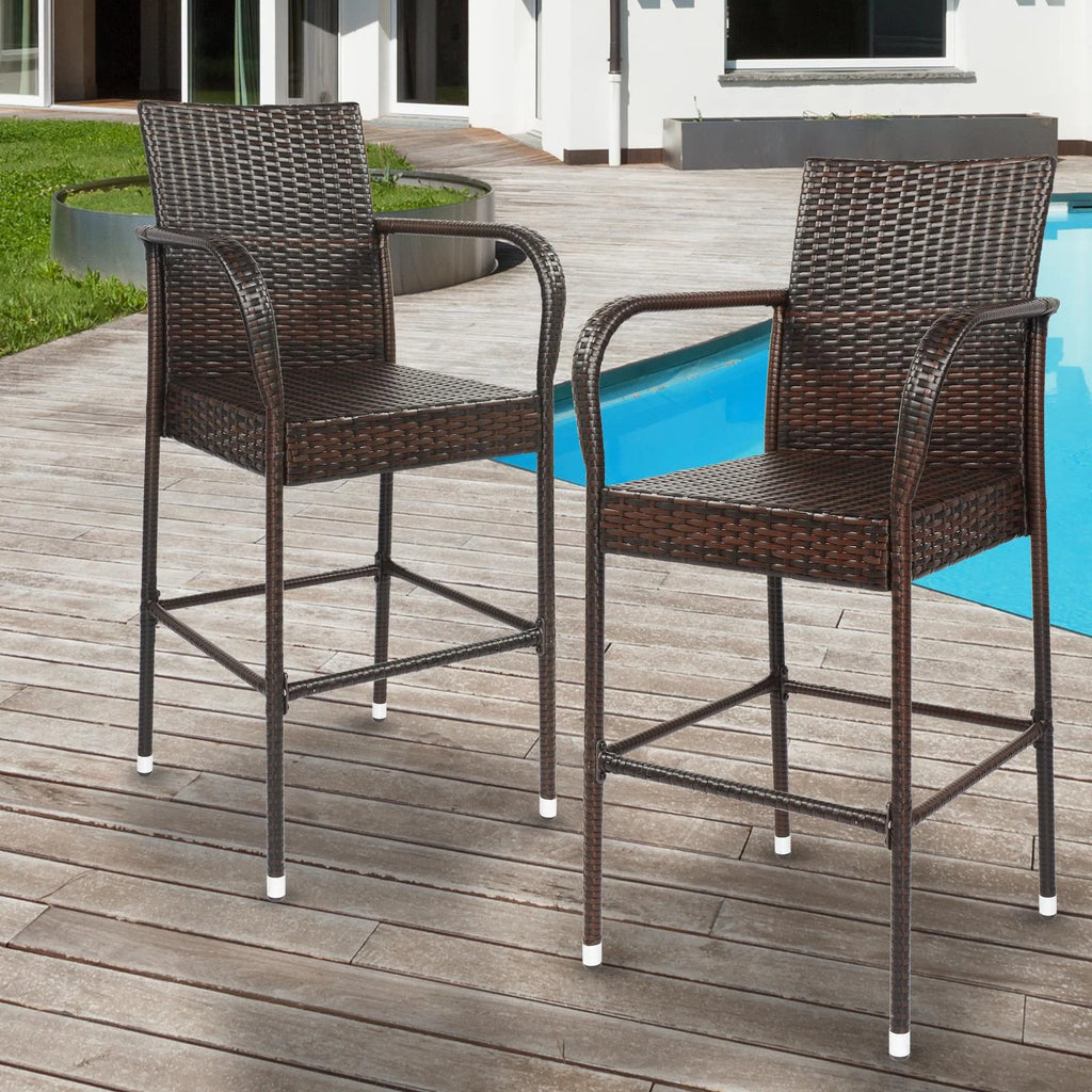 UBesGoo Set of 2 Wicker Chairs, Rattan Furniture Dining Chairs for Kitchen, Living Room, Wicker Conversation Bistro Chairs for Outdoor and Indoor, Brown