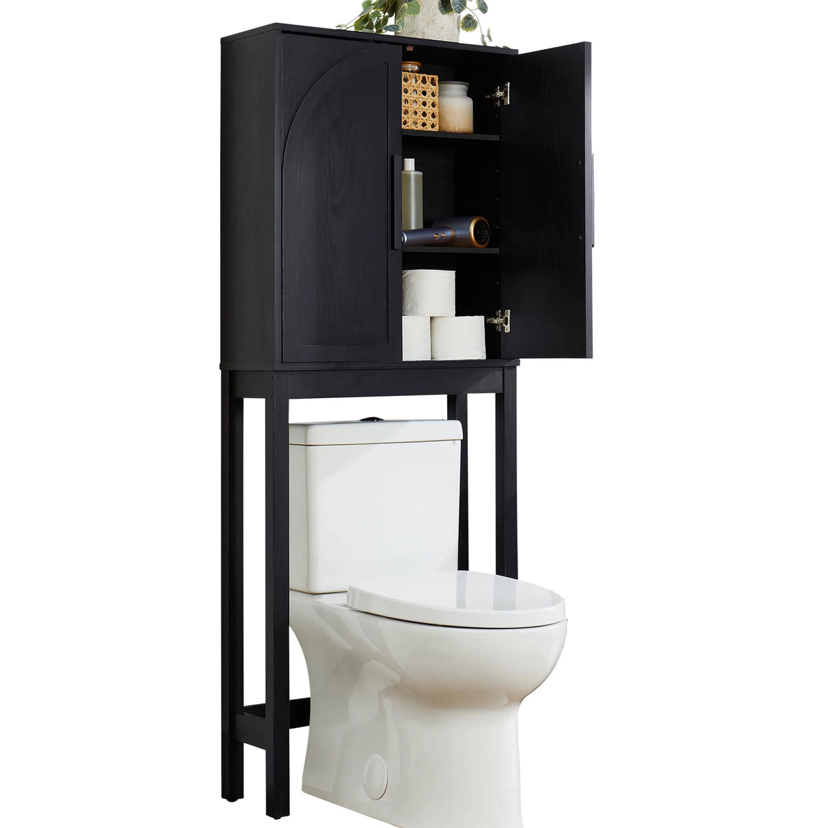 Better Homes & Gardens Juliet over-the-Toilet Space Saver Cabinet, 2 Adjustable Shelves, Black