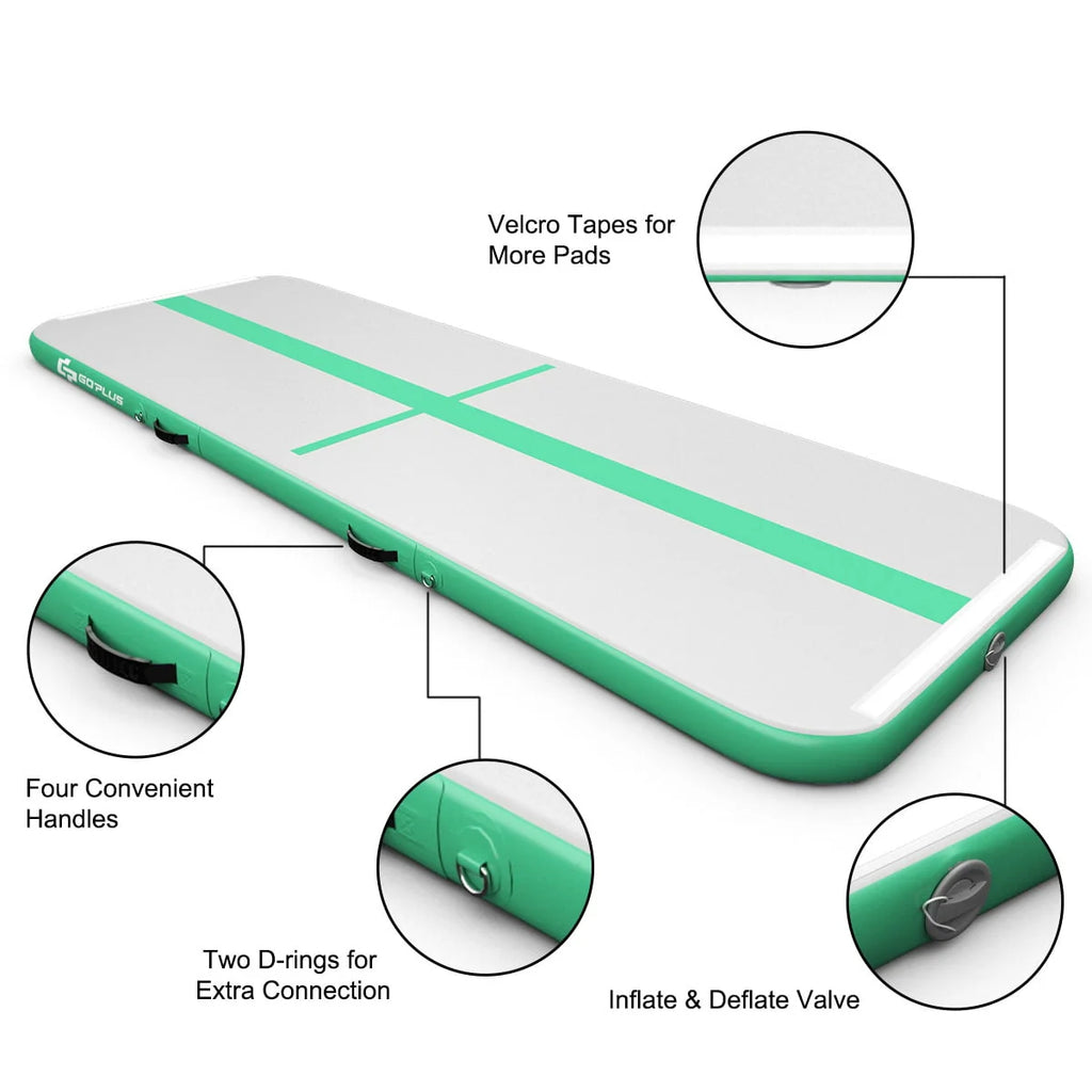 Goplus 13FT Air Track Inflatable Gymnastics Tumbling Mat w/ Pump Green