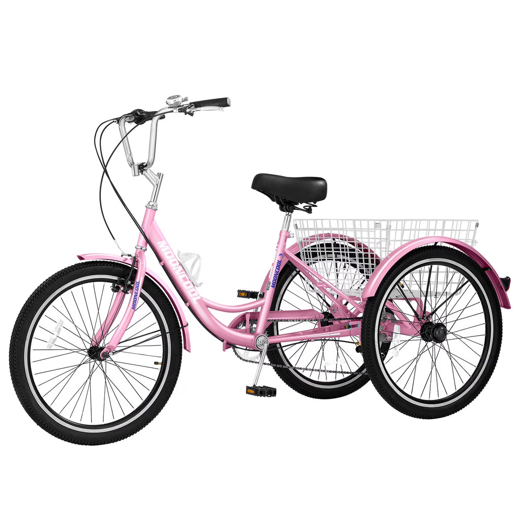 FICISOG 7 Speed Adult Tricycle for Women, 20/24/26 Inch Adult Trike with Basket, 3 Wheel Bikes for Adults Seniors, Cruise Trike for Shopping Picnic