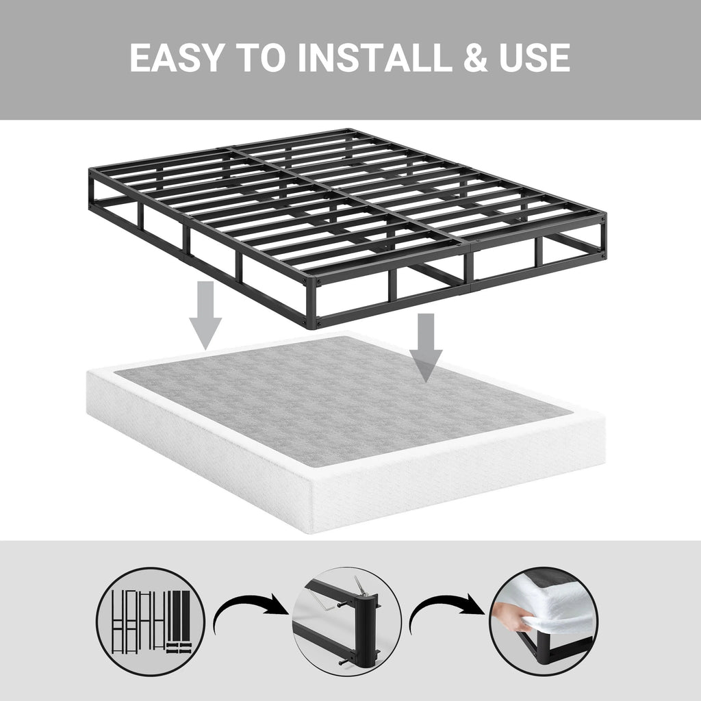 ULIESC 7 Inch Full Size Box Spring, Full Box Spring Only, Metal Box Spring Full with Fabric Cover, Sturdy Mattress Foundation, Noise Free, Non-Slip, Easy Assembly