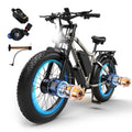 3000W Peak Dual Motor E-Bike, 52V 25AH Battery Elec-tric Bike for Adults, 35MPH Mountain AWD 7-Speed Snow E-Bike with 24" x 4.0 Fat Tire for Mountain Snow Hunting Commuting