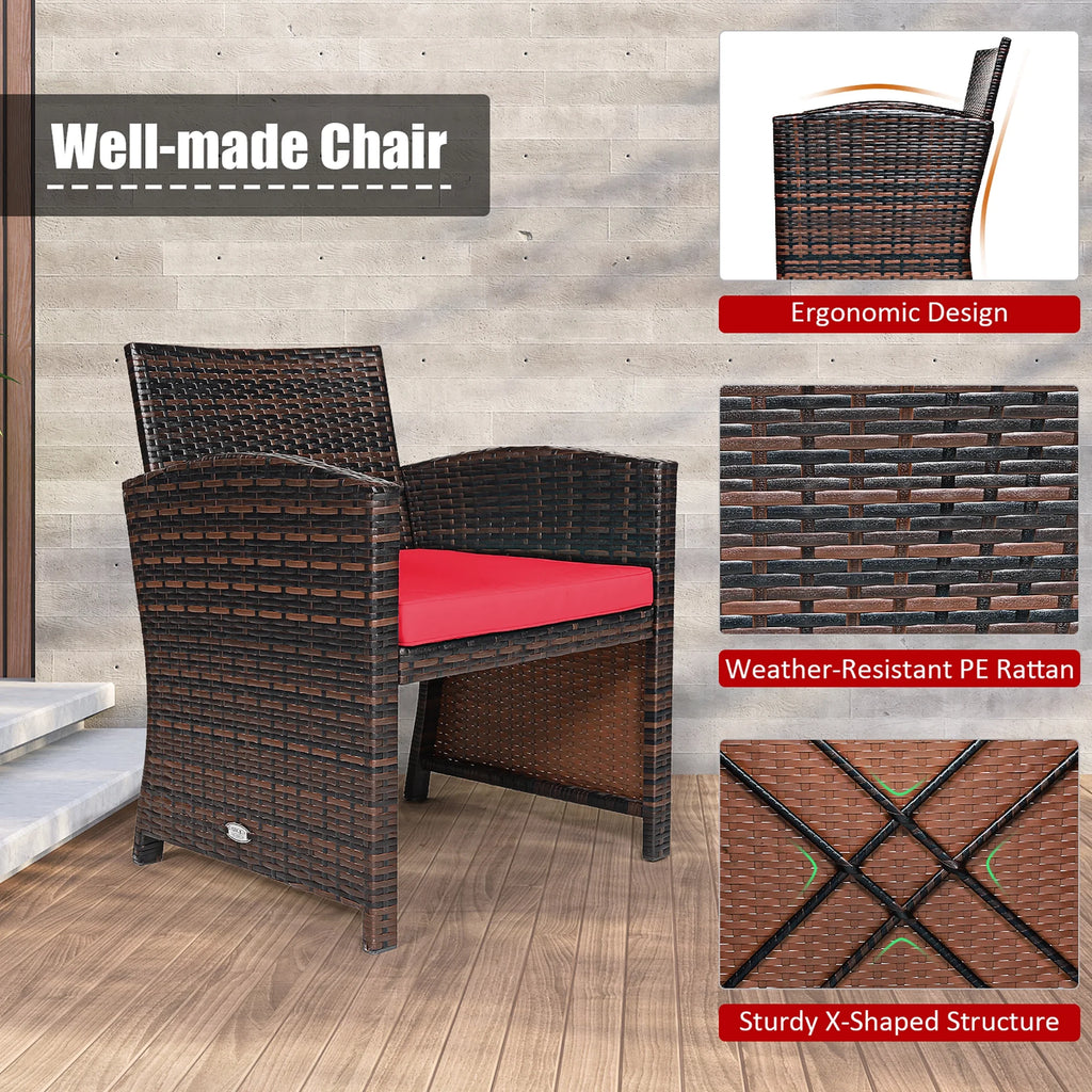Costway 3PCS Patio Rattan Wicker Furniture Cushion Sofa Coffee Table Gray