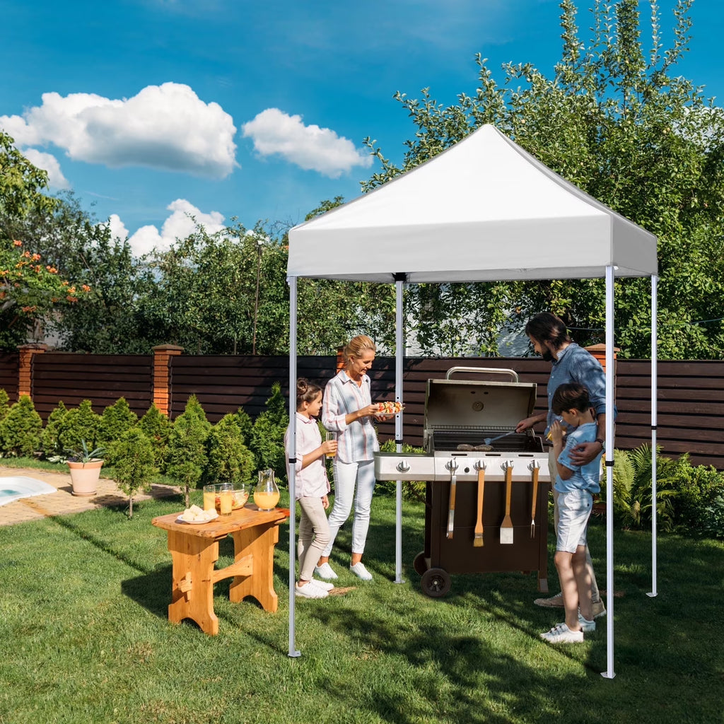 EAGLE PEAK 5x5 Pop Up Canopy Tent Instant Outdoor Canopy Easy Set-up Straight Leg Folding Shelter（Blue）