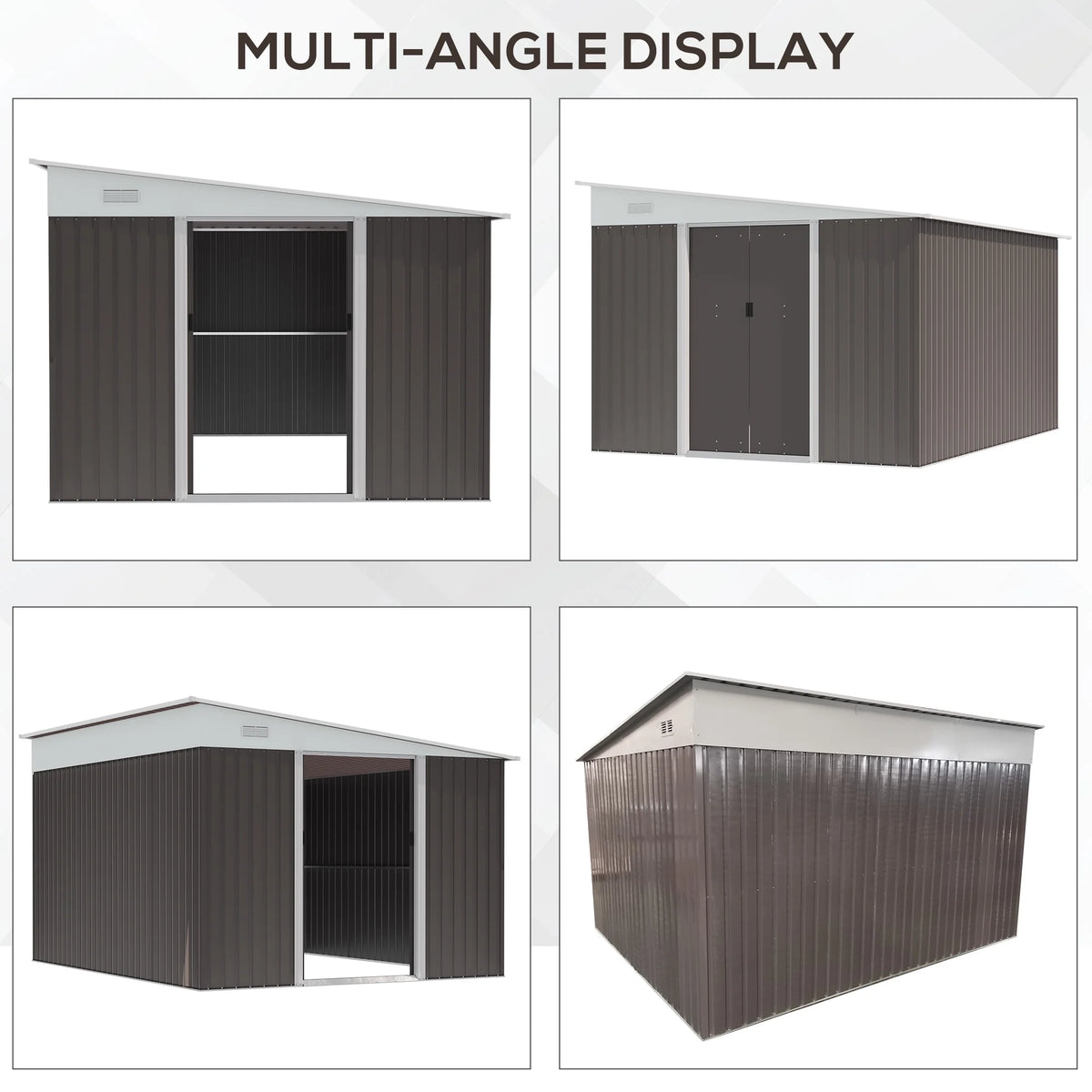 Outsunny Metal Outdoor Storage Shed with Lockable Doors, 3.3' x 3.4', Brown