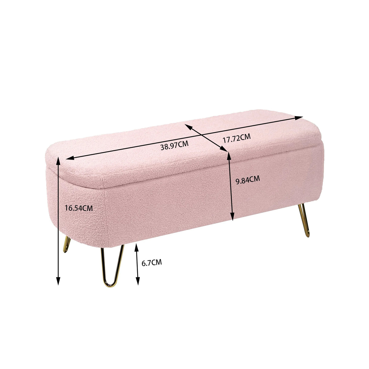 Syngar Entryway Bench with Storage for Bedroom, Living Room, and End of Bed, Faux Fur Ottoman Foot Rest with Storage,Upholstered Bench with Storage with Metal Leg,Ivory
