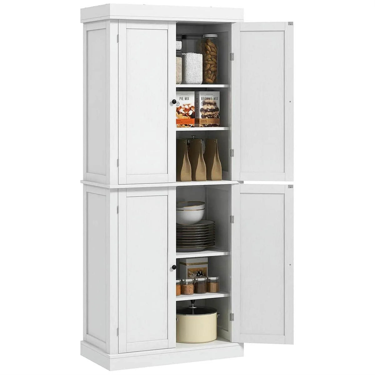 Demi Bonn 72" Large Kitchen Cabinet, Pantry Storage with Doors & Shelves, Freestanding Food Pantry Cabinet, Space-Saving Storage Solution, White