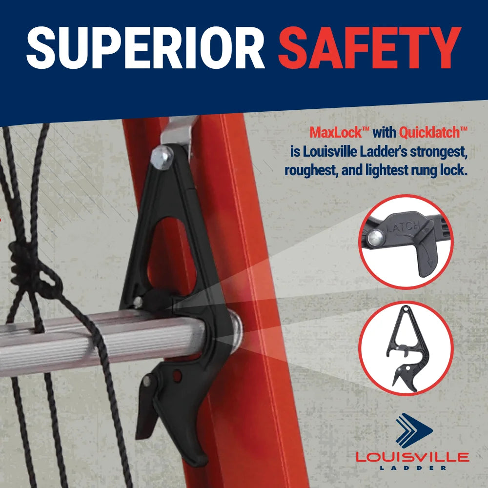 Louisville Ladder 24-Foot Fiberglass Extension Ladder, 300-Pound Load Capacity, Type IA, L-3022-24PT