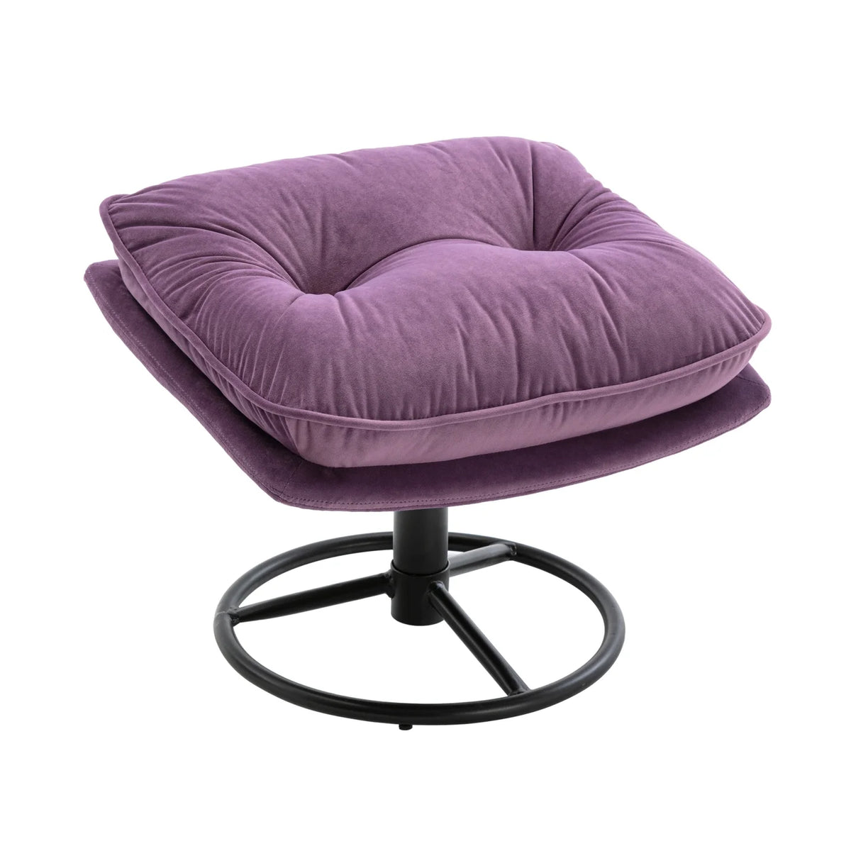 Velvet Swivel Accent Chair with Ottoman, Modern Chaise Lounge Chair with Metal Frame and Footstool, Comfy Armchair Reading Chair for Living Room Bedroom Office,Blue