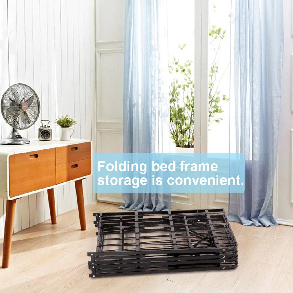 Platform Bed Frame Twin Metal Folding Base Mattress Foundation Frame 14 Inch Portable Heavy-Duty Replaces Box Spring with Black Steel