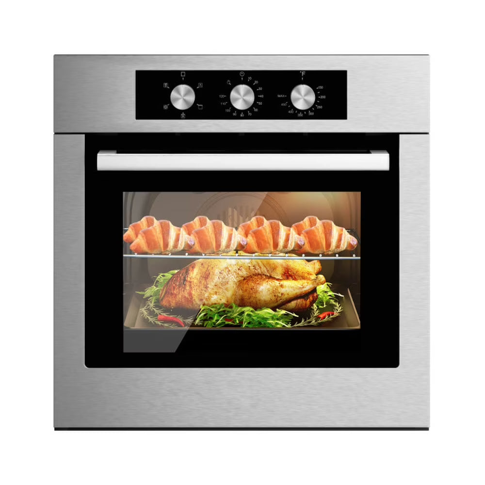 Canddidliike 24 Inch Single Wall Oven 2.47Cu.ft with 5 Cooking Modes and 360 Hot Air Circulation, Single Wall Oven, Well-made Built-in Oven with 3-layer Tempered Glass for Indoor, Silver