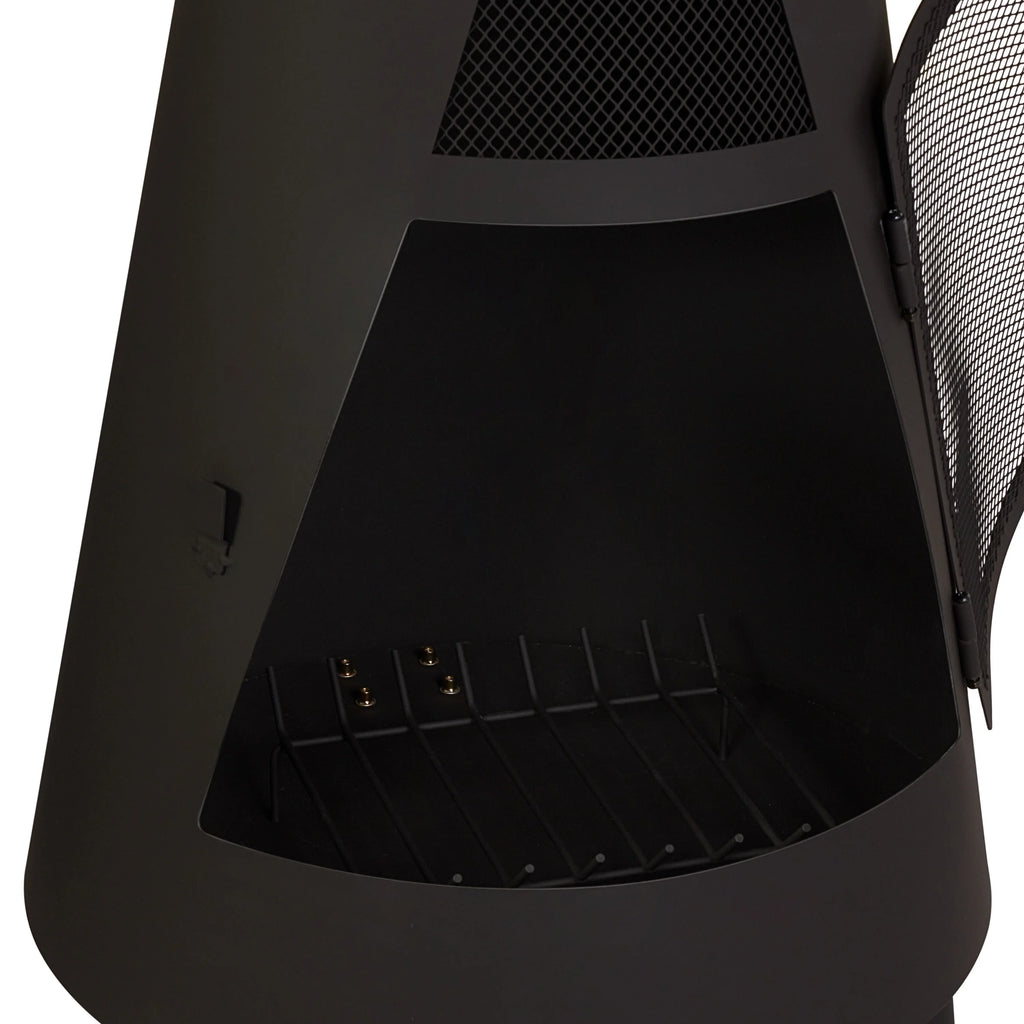 Mainstays 67 Tall Round Powder-Coated-Black Finish Steel Wood Burning Chiminea