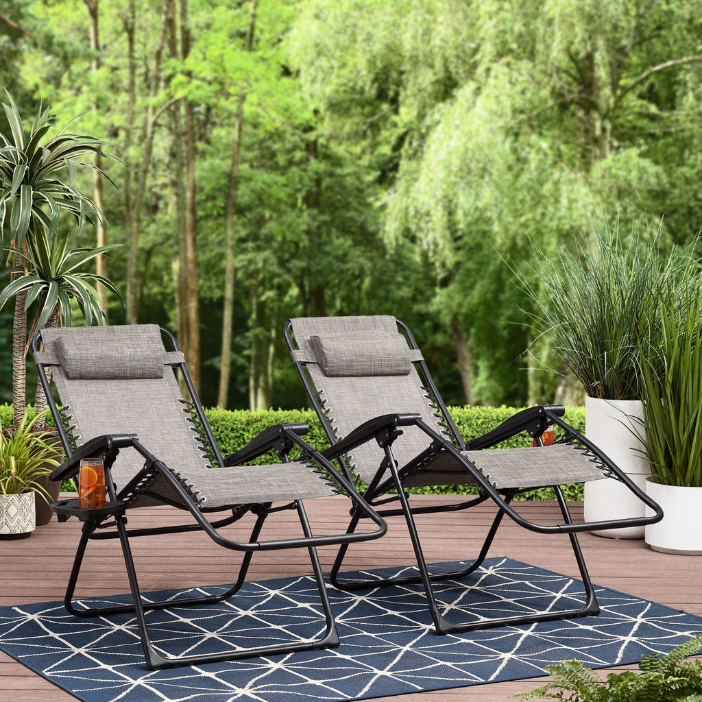 Mainstays Zero Gravity Chair Lounger, 2 Pack - Black