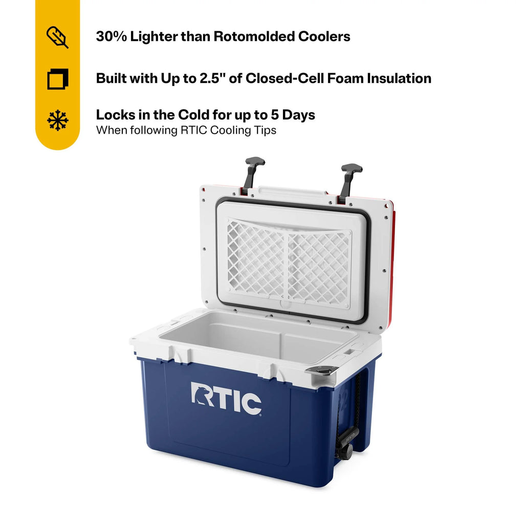 RTIC 32 QT Ultra-Light Hard-Sided Ice Chest Cooler, Fits 48 Cans, Dark Grey & Cool Grey