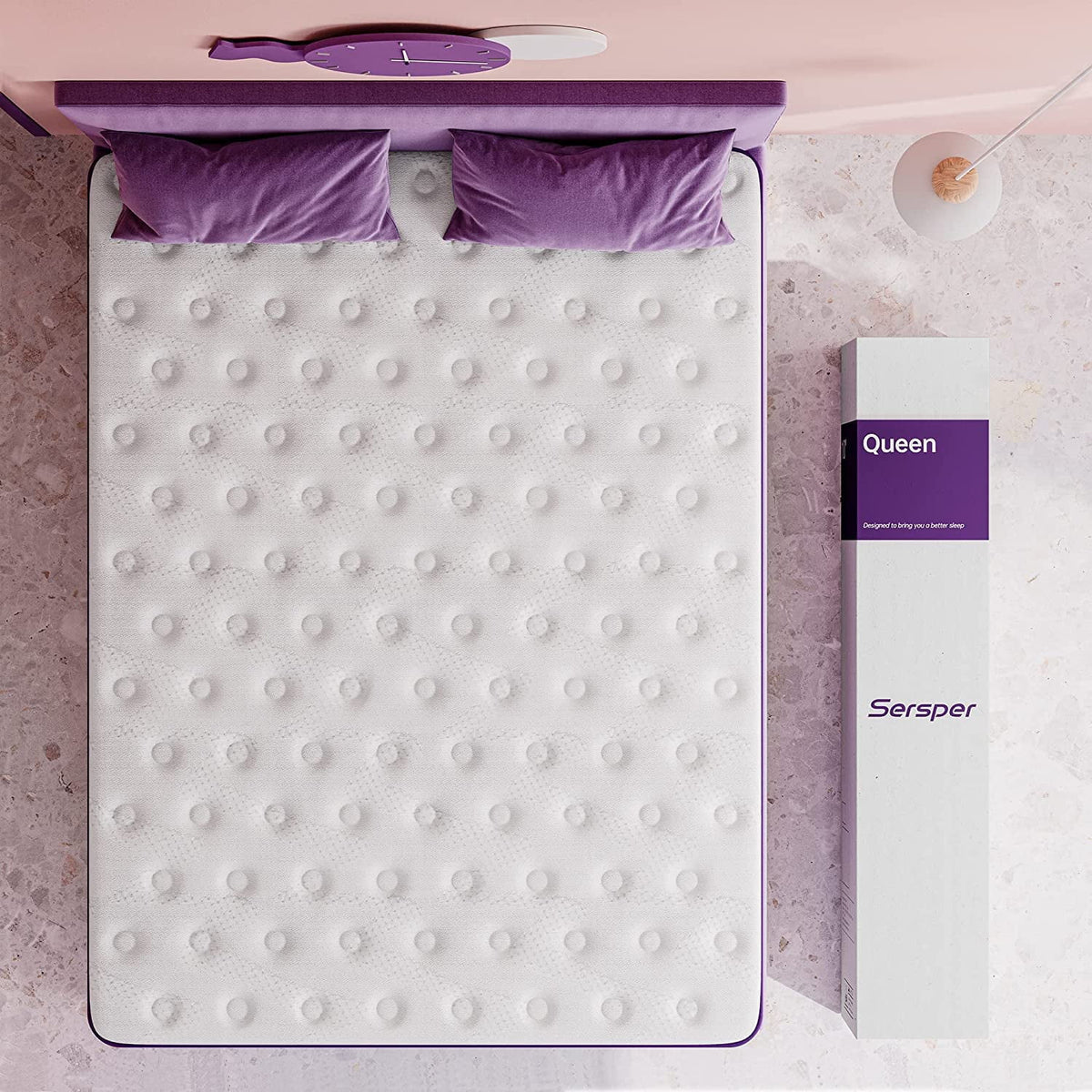 Full Mattress, Sersper 12 Inch Hybrid Full Size Mattress in a Box, with 5-Zone Pocket Spring Pillow Top Cooling Gel Memory Foam Mattress