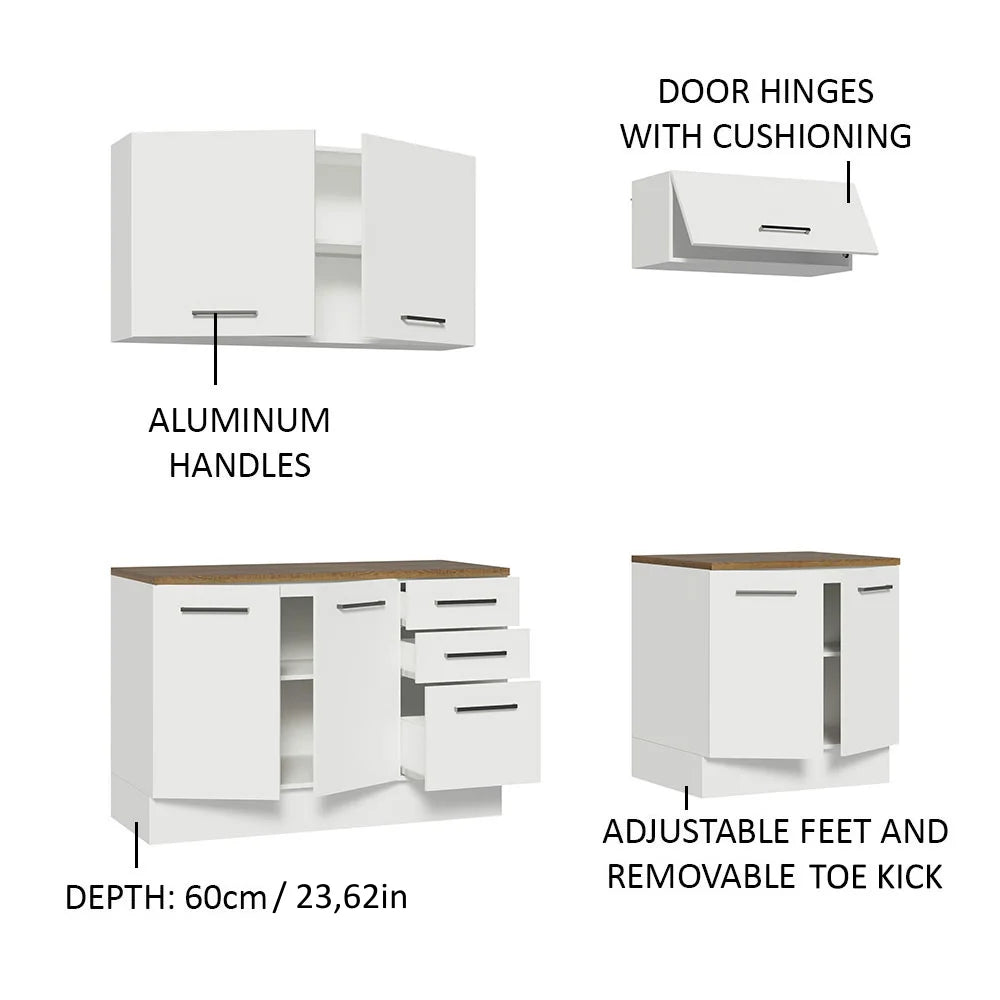Madesa 4-Piece Garage and Utility Room Storage Cabinet Set 78 Inch with 33 Inch Base Cabinet and 31 Inch Slim Wall Cabinet Modular Storage Organization Unit - White