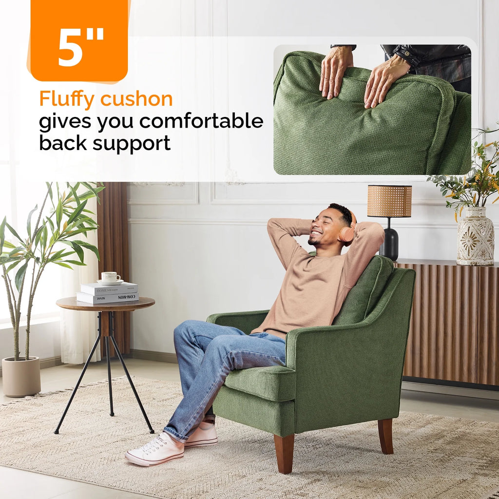 Ktaxon Fabric Accent Chair, Reading Armchair with Removable Cushion, Single Sofa with Extra Seat Depth for Living Room Bedroom Black