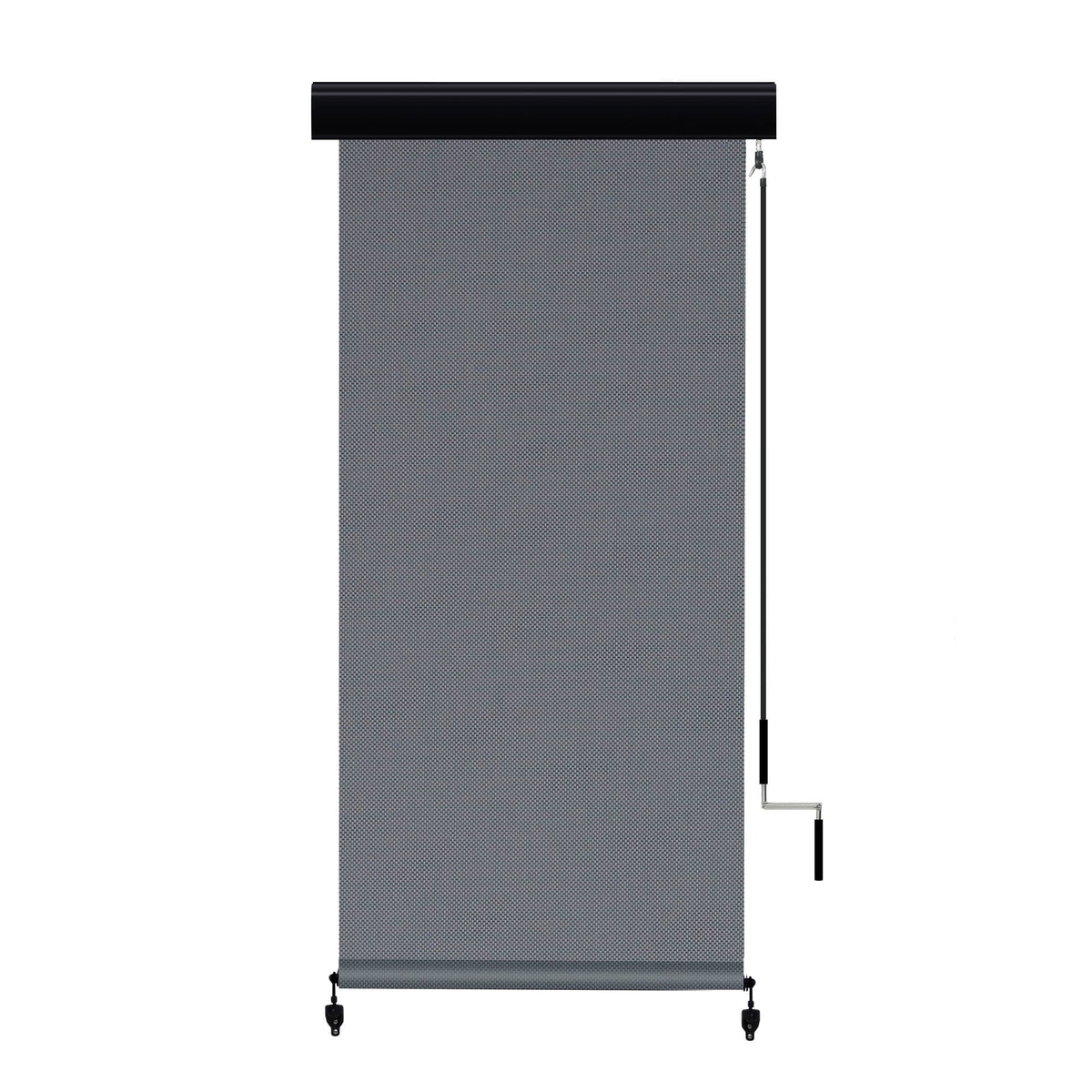 Vicllax 7'Wx8'H Outdoor Roller Shades Blinds for Patio Porch Crank Operation Solar Fabric, Light Gray