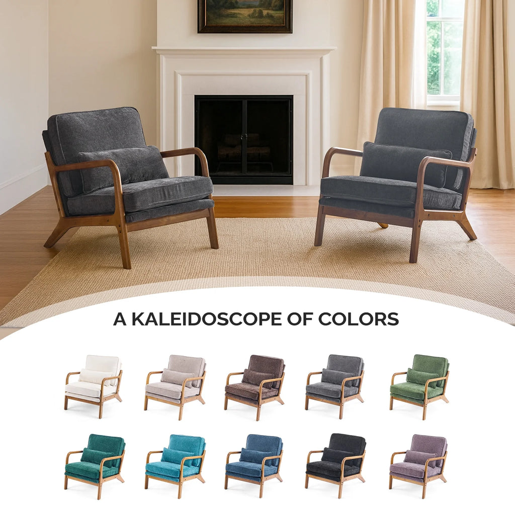 Ktaxon Accent Chair Corduroy Upholstered Armchair, Reading Club Chair with Pillow and Solid Wood Frame for Living Room Bedroom Furniture Off White