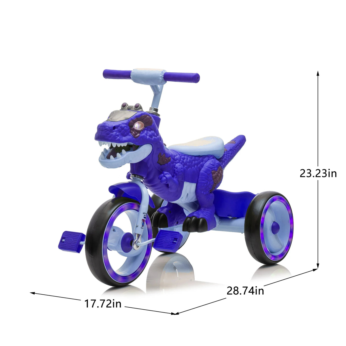 Xuanlur Kids Ride on Dinosaur Tricycle, Toddlers Kid Trike with Wide Flash Wheels, Anti-Slip Pedals, Rear Basket, Music & LED Lights, Toddler Bike Toys Gift for 3-6 Year Old Boys & Girls (Green)