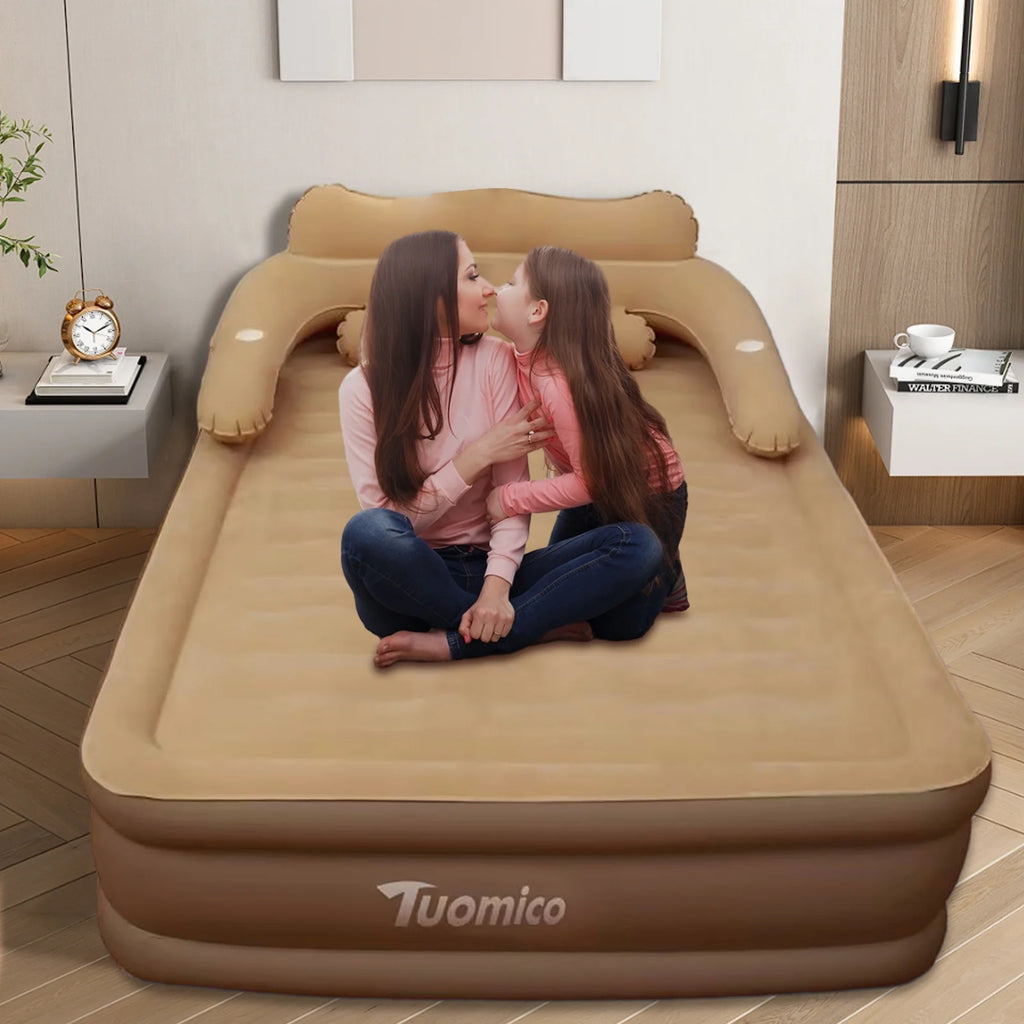 AJONALAA 18in Queen Air Mattress with Headboard, Inflatable Mattress Airbed for Camping