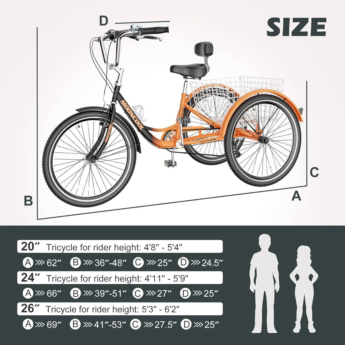 FICISOG 7 Speed Adult Tricycle for Women, 20/24/26 Inch Adult Trike with Basket, 3 Wheel Bikes for Adults Seniors, Cruise Trike for Shopping Picnic