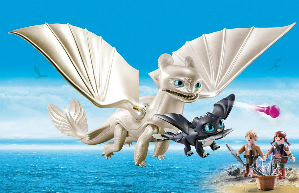 PLAYMOBIL How to Train Your Dragon III Light Fury with Baby Dragon and Children Action Figure Sets