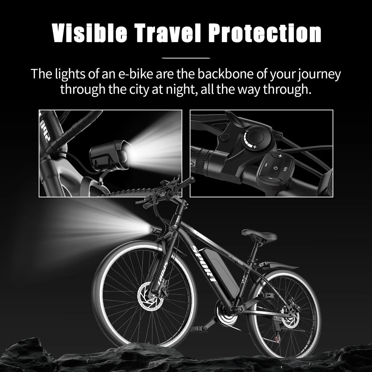 26" Electric Bike for Adults with Peak 750W Brushless Motor, 35Miles 22MPH Commuting Electric Mountain Bike with 36V 10AH Removable Battery, 7-Speed, Front Fork Suspension