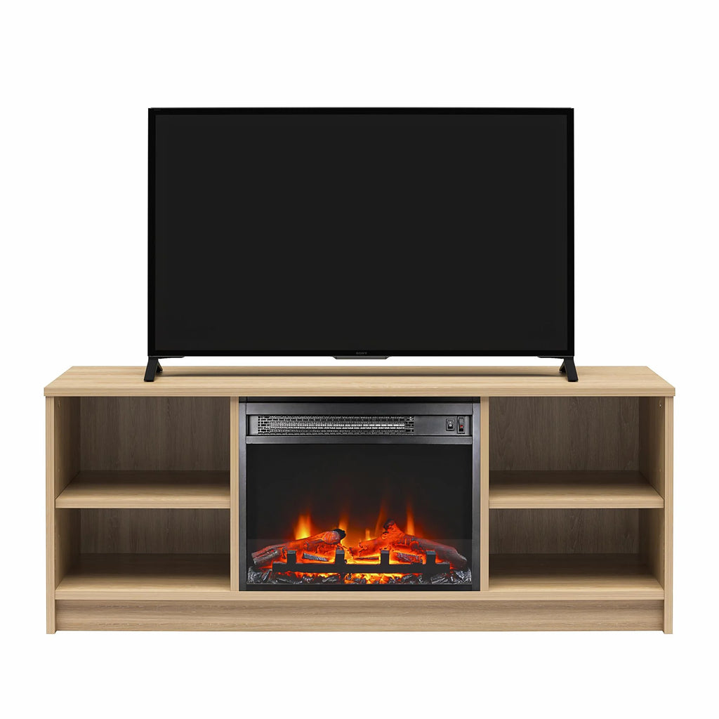 Mainstays Fireplace TV Stand, for TVs up to 55", Black Oak