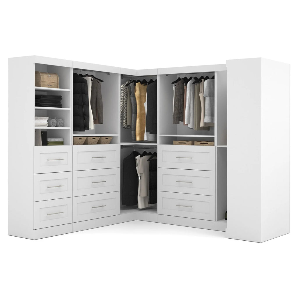 Bestar Pur 161W Walk-In Closet Organizer System in Bark Gray - Engineered Wood