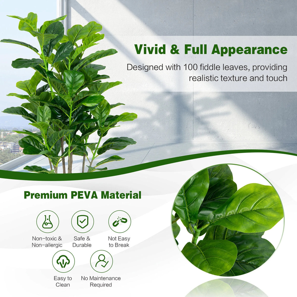 Gymax 51''Artificial Tree 2-Pack Artificial Fiddle Leaf Fig Tree for Indoor Outdoor