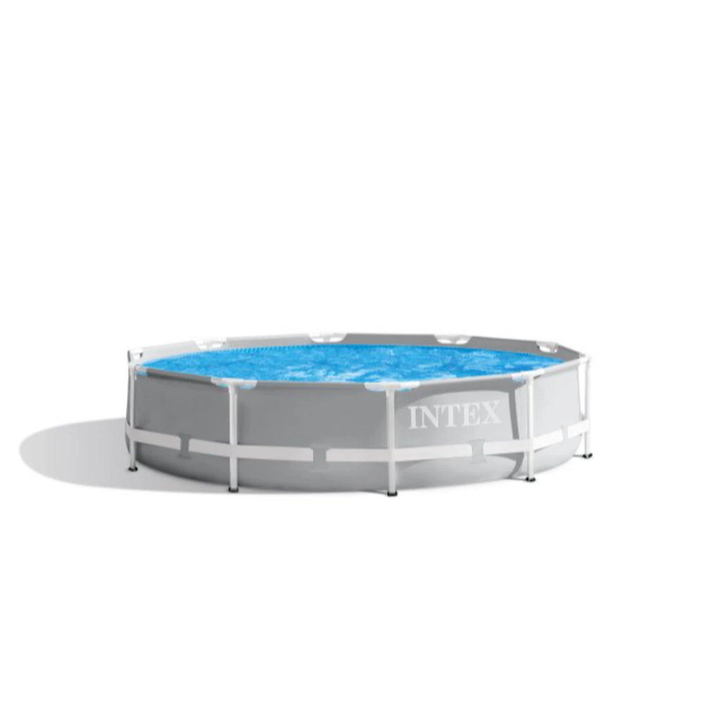 Intex 26701EH 10ft x 30in Prism Frame Above Ground Circle Swimming Pool & Filter Pump, Gray
