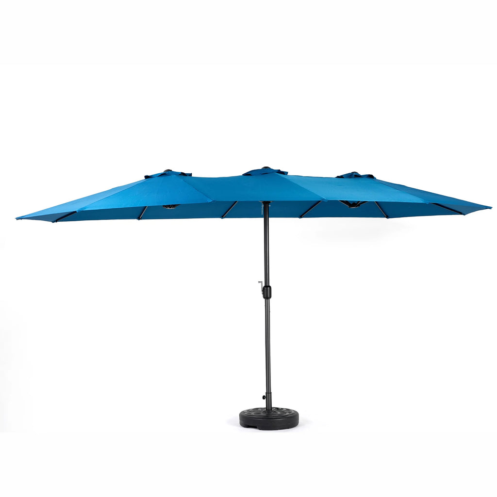 Outdoor Patio Umbrella, 15FT Double-Sided Solar Umbrella with Crank, Large Umbrella for Pool Yard, with 12pcs Steel Ribs, Dark Green