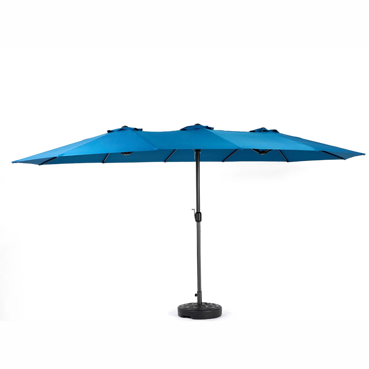 Outdoor Patio Umbrella, 15FT Double-Sided Solar Umbrella with Crank, Large Umbrella for Pool Yard, with 12pcs Steel Ribs, Dark Green