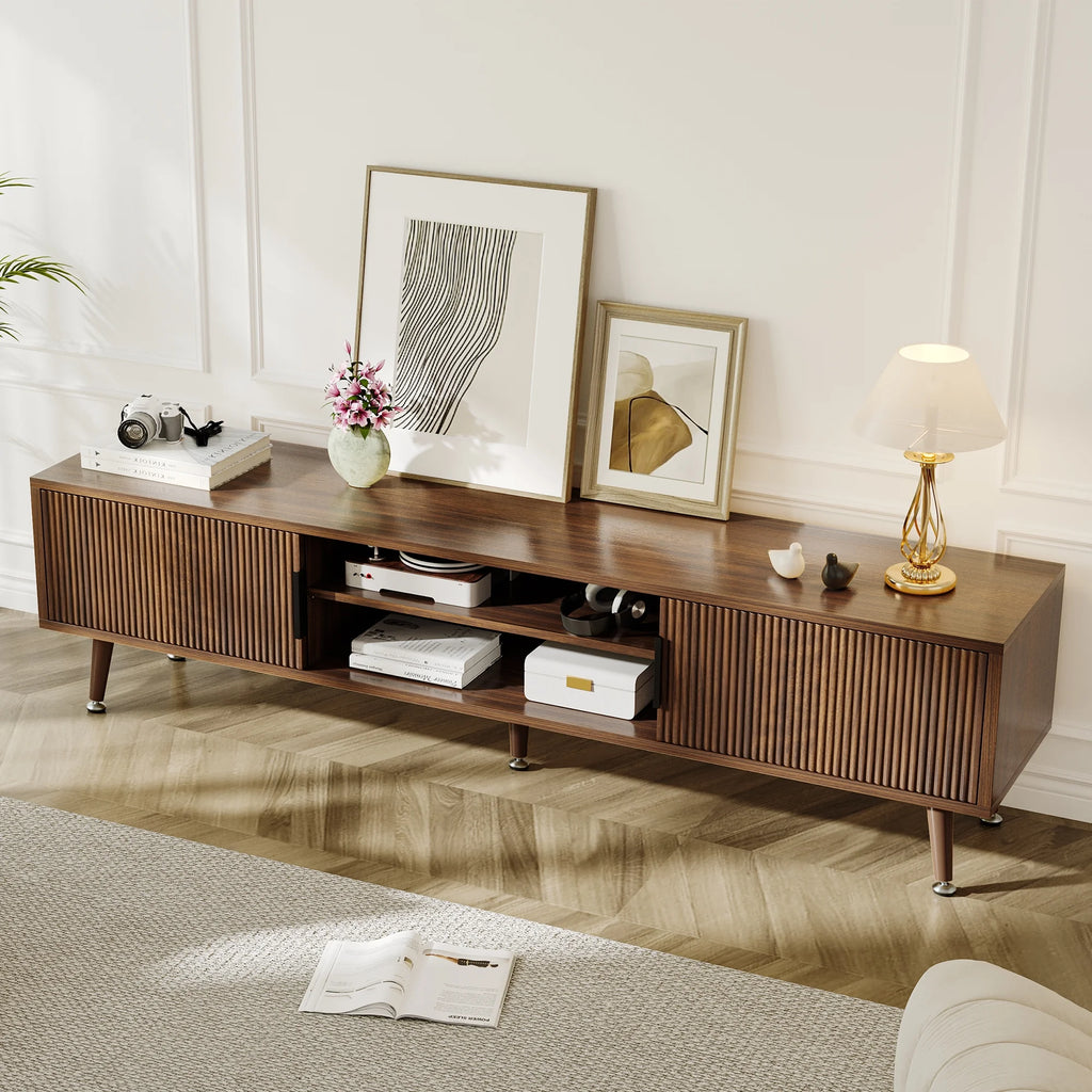 Selooye Mid Century TV Stand, Modern TV Console for TVs up to 70 Inches, Entertainment Center with Storage, TV and Media Consol, 62 Inch (Natural)