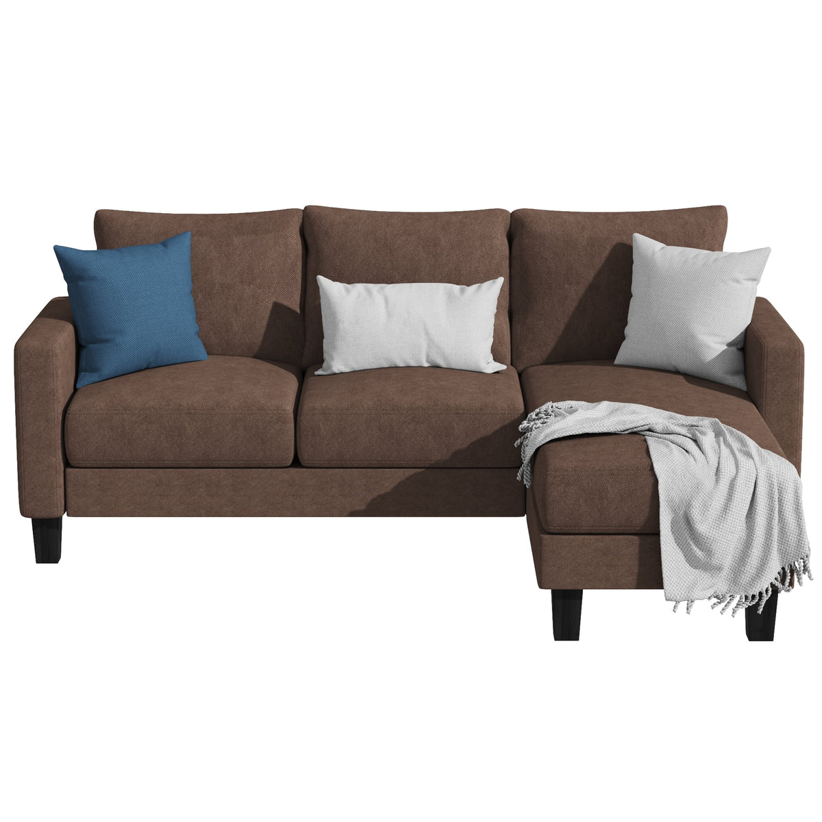 Homall Convertible Sectional Sofa Couch, Modern Linen Fabric L-Shaped Couch 3-Seat Sofa Sectional with Reversible Chaise for Small Living Room, Apartment and Small Space, Dark Gray